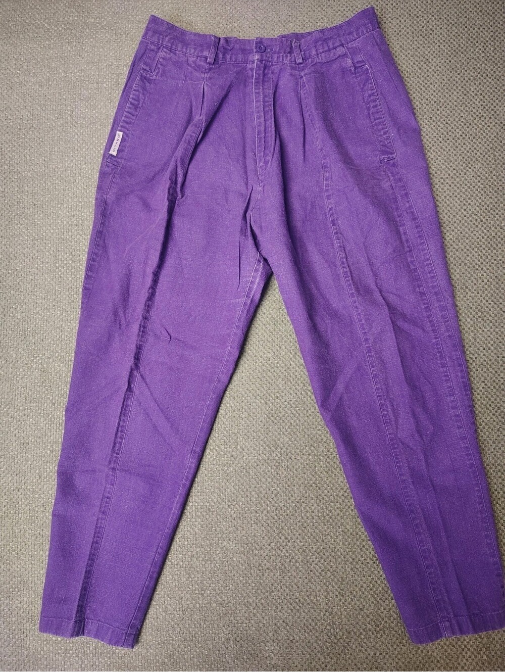 Vtg 90s Gitano Purple Pleated Pants Womens 18 Ramie Cotton High Rise Mom Taper